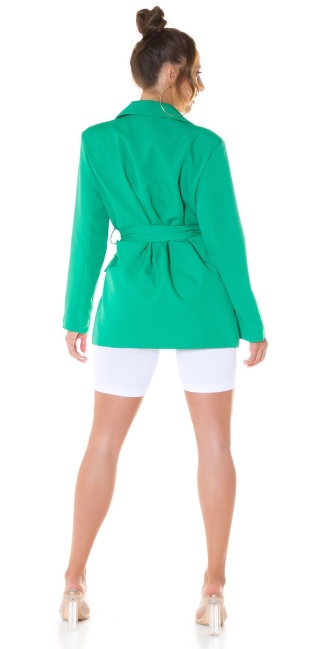 Trendy spring blazer met riem groen